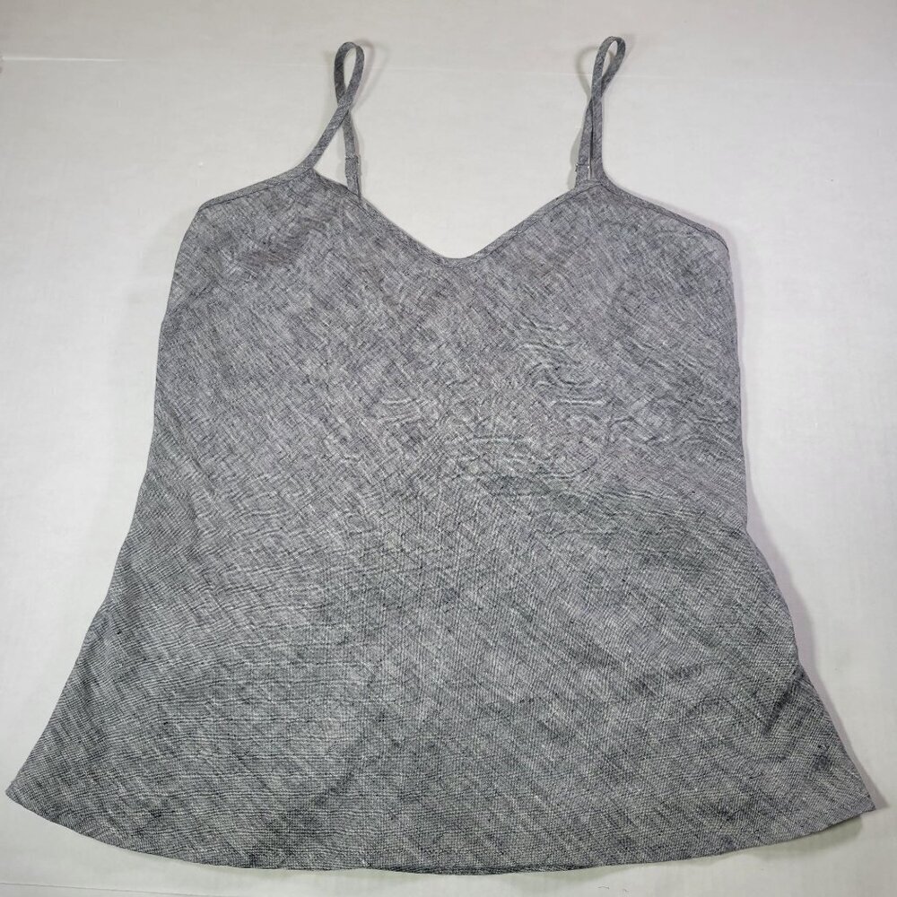 Miguelina Women Grey Linen Camisole Top With Adjustable Straps Size S